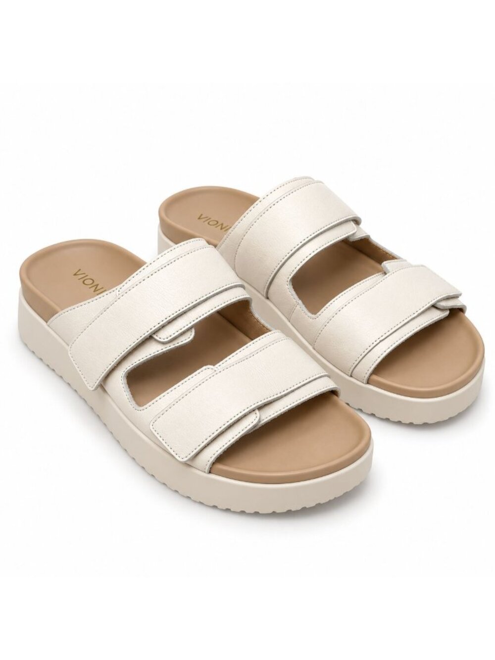 Vionic Riviera Womens 11 Sea Salt Leather Slide Sandals Arch Support Comfort